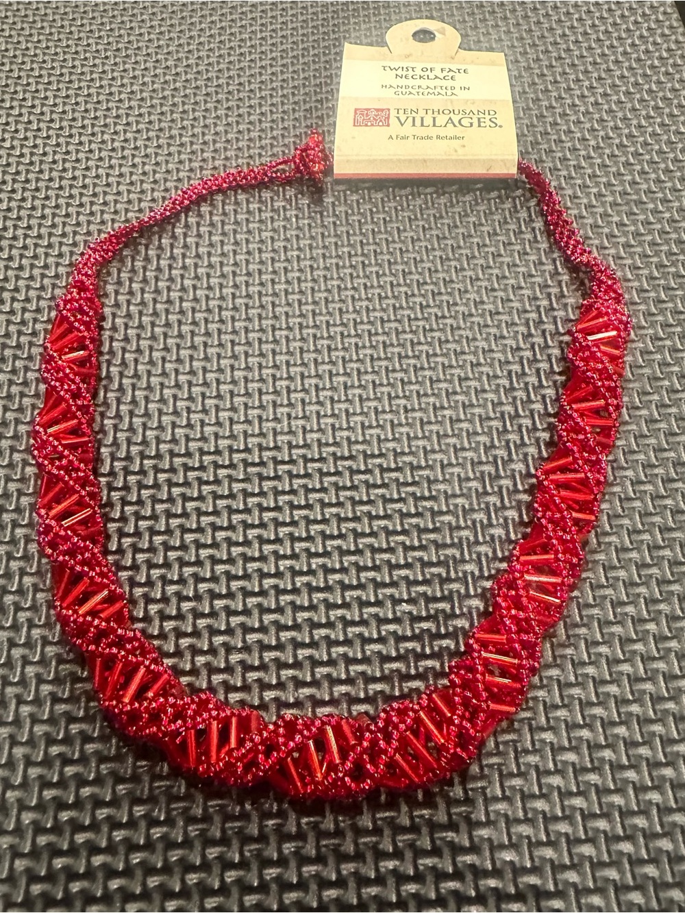 Ten Thousand Villages Twist of Fate Red Beaded Fair Trade Necklace Guatemala